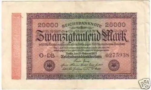 seltene Banknote 20000 M 20.09.1923 Rosenberg 84f