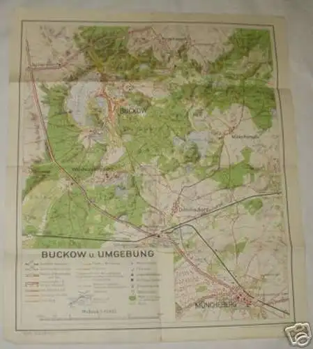 Wanderkarte Buckow u. Umgebung Märkische Schweiz um1960