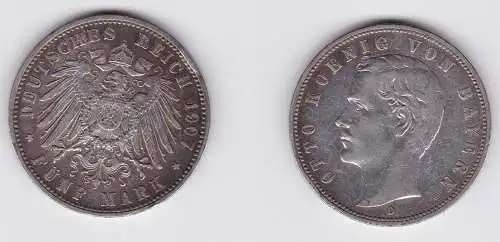 5 Mark Silbermünze Bayern König Otto 1907 Jäger 46  (130573)