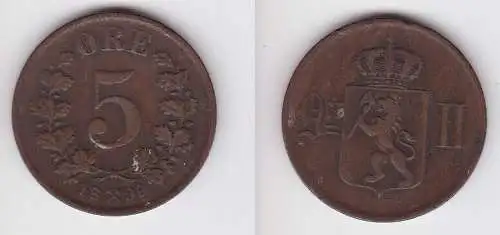 5 Öre Kupfer Münze Norwegen 1899 ss (132254)