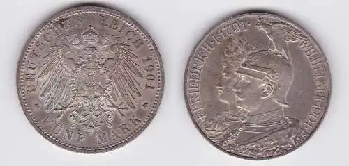 5 Mark Silbermünze Preussen Wilhelm II 1901 A Jäger 106 vz (131819)