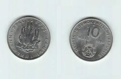 DDR Gedenk Münze 10 Mark Ernst Thälmann 1986 Stempelglanz (144669)