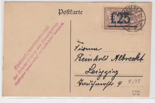 67584 Postkarte Einkaufsgenossenschaft der Frisörinnung des Memelgebiets 1922