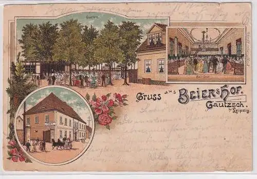 904810 Ak Lithographie Gruß aus Beiers Hof Gautzsch bei Leipzig 1899