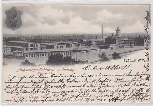 98485 Ak Augsburger Schlacht- u. Viehhof, Totalansicht, 1902