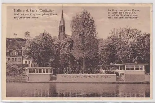 32613 Ak Halle an der Saale (Cröllwitz) Blick auf den Krug zum grünen Kranze1935