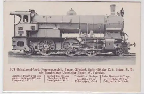 905284 AK K.k. österreich. Staatsbahn Heissdampf-Personenzuglok Bauart Gölsdorf