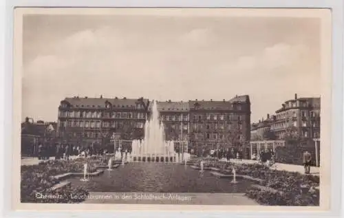 904358 Ak Chemnitz - Leuchtbrunnen in den Schloßteich-Anlagen 1930