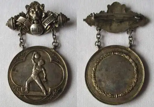 seltene versilberte Medaille Abzeichen Schwerathletik 1.Preis um 1900 (156913)