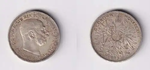 2 Kronen Silber Münze Österreich 1913 ss+ (164970)