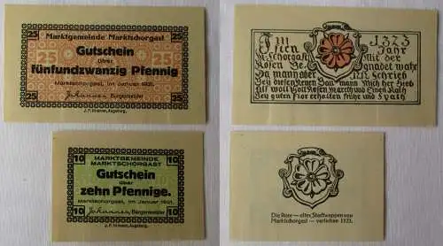 2 Banknoten Notgeld Marktgemeinde Marktschorgast Januar 1921 (115052)