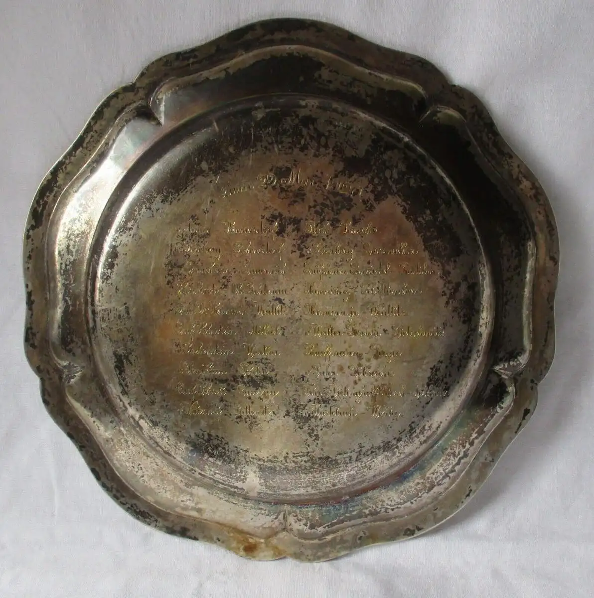 seltener Teller 800er Silber mit fürstlicher Gravur 29.5.1920 (164680) 0