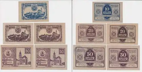 5 Banknoten 10 bis 50 Heller Notgeld Gemeinde Adlwang O.Ö. 1920 (155478)