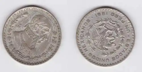 1 Pesos Silber Münze Mexiko J. M. Morelos 1961 (154471)