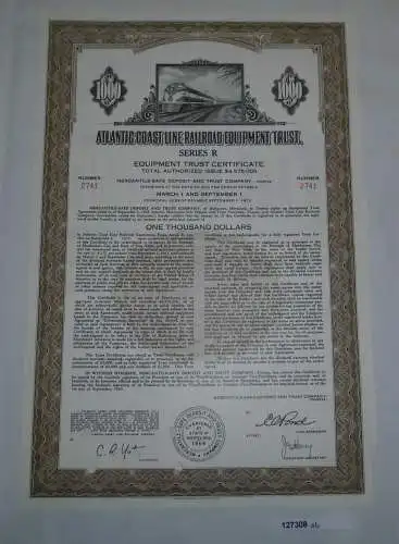 1000 Dollar Aktie Atlantic Coast Line Railroad Equipment Trust 1963 (127308)