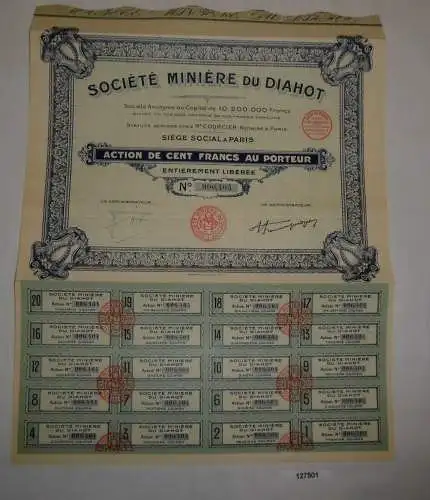 10 Francs Aktie Société Minière du Diahot Paris 16. April 1929 (127501)