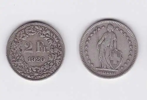 2 Franken Silber Münze Schweiz 1920 B (117163)