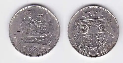 50 Santimi Nickel Münze Lettland 1922 (117155)