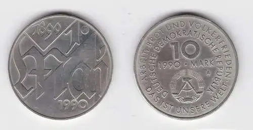 DDR Gedenk Münze 10 Mark 100.Jahre 1.Mai Feiertag 1990 (134244)