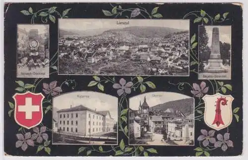 902587 Mehrbild Ak Liestal Schweiz Kaserne, Obertor, Bauerndenkmal usw. um 1910