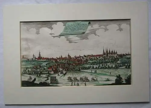 Altkolorierter Kupferstich Prospect der Stadt Merseburg Besetzung 1762 (156909)