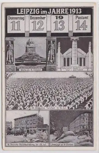 37583 Ak Leipzig im Jahre 1913 Datumsspielerei 11.12.1913 Postamt 14