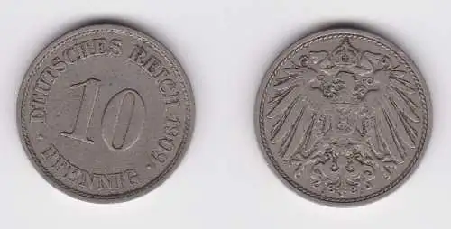 10 Pfennig Kupfer Nickel Münze Deutsches Reich 1909 J Jäger 13 ss (156453)