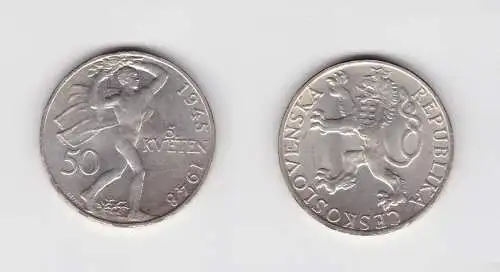 50 Kronen Silber Münze Tschechoslowakei 1948 (134590)