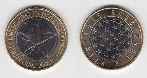 3 Euro Bi-Metall Gedenkmünze Slowenien 2008 EU-Ratspräsidentschaft (142994)