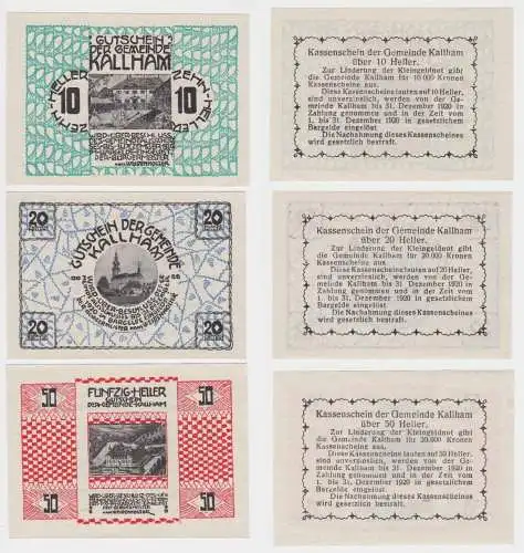 10, 20 und 50 Heller Banknote Kallham 1920 (146683)