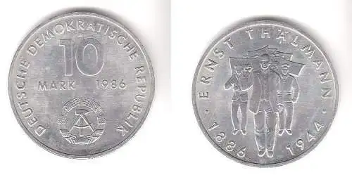 DDR Gedenk Münze 10 Mark Ernst Thälmann 1986 (104319)