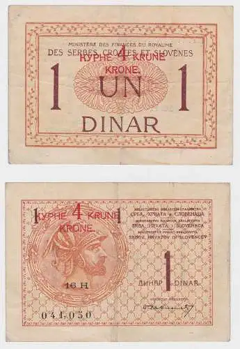 1 Dinar / 4 Kronen Banknote Jugoslawien  (123881)