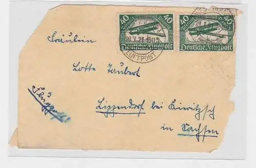 89149 Brief Vorderseite Deutsche Flugpost 40 Pfennig Westerland-Lippendorf 1921