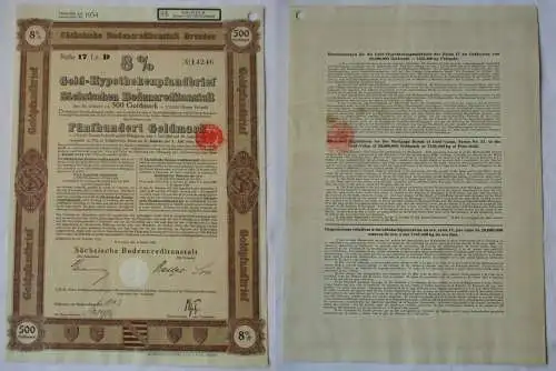 500 Goldmark Pfandbrief Sächsische Bodencreditanstalt Dresden 4.01.1928 (129967)