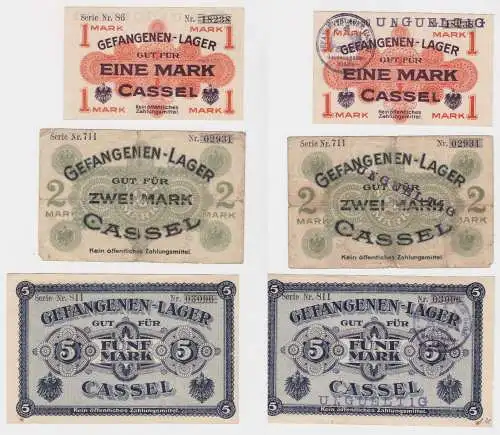 3 Banknoten Gefangenenlager Cassel 1.Weltkrieg (130120)