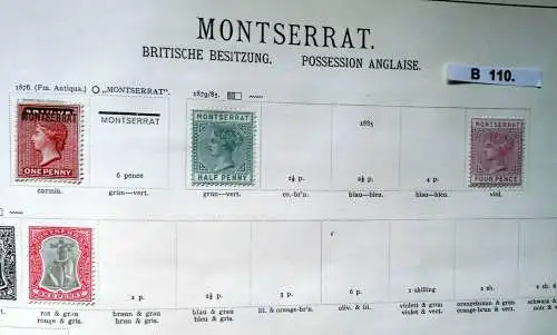 kleine Briefmarkensammlung Montserat Britische Besitzung ab 1876