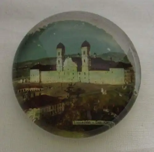 seltenes alter Briefbeschwerer Glas Einsiedeln das Kloster um 1920 (134136)