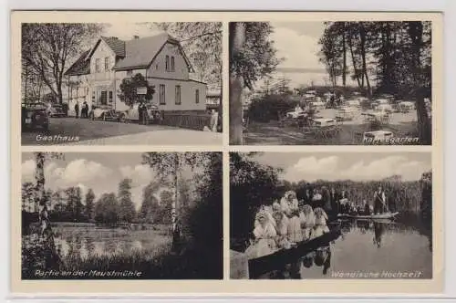 99293 AK Ausflugsort Maustmühle b Peitz - Gasthaus, Kaffeegarten, Seepartie 1939