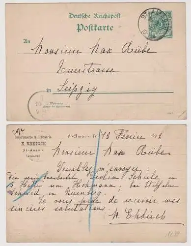 99193 Ganzsachen Postkarte imprimerie & Librairie E.Ehkirch St.Amarin 1892