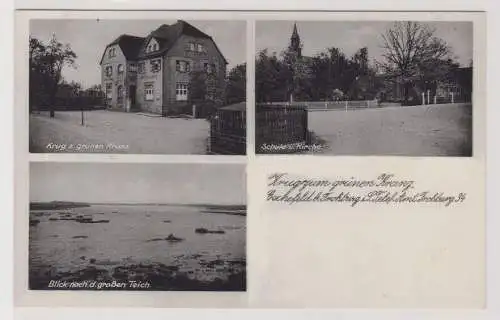 99685 AK Eschefeld b. Frohburg - Krug zum grünen Kranz, Schule, Kirche 1937