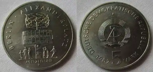 DDR Gedenk Münze 5 Mark 750 Jahre Berlin Alexanderplatz 1987 Stgl. (157071)