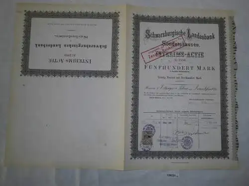 500 Mark Aktie Schwarzburgische Landesbank Sondershausen 1. Juni 1878 (129321)