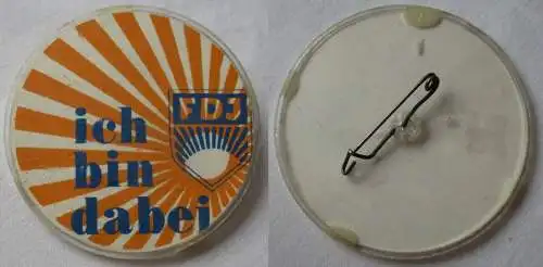 DDR FDJ Abzeichen Freie Deutsche Jugend ich bin dabei (131270)