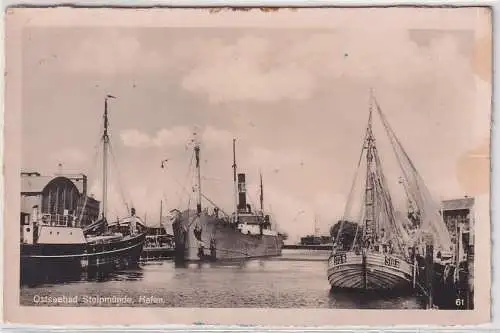 16416 Ak Ostseebad Stolpmünde, Ustka, Hafen 1942