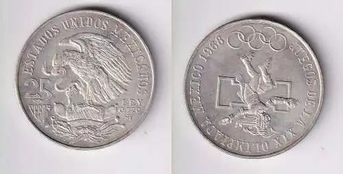 25 Pesos Silber Münze Mexiko Olympiade 1968 vz (165782)