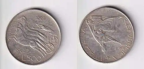 500 Lire Silber Münze Italien 1961 R Pferdegespann (165884)