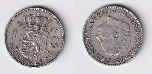 1 Gulden Silber Münze Niederlande 1955 ss (167226)