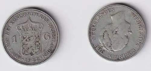 1 Gulden Silber Münze Niederlande 1922 ss (166120)