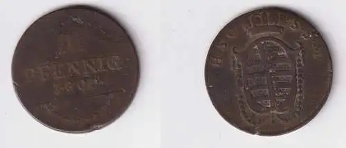 3 Pfennig Kupfer Münze Sachsen Coburg Saalfeld 1806 ss (146302)