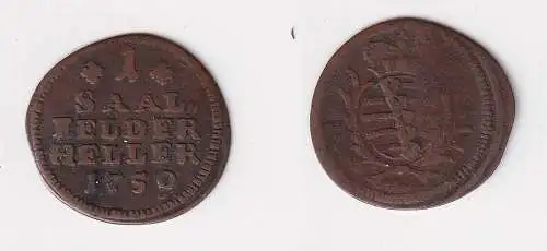 1 Heller Kupfer Münze Sachsen Coburg Saalfeld 1750 ss (114761)